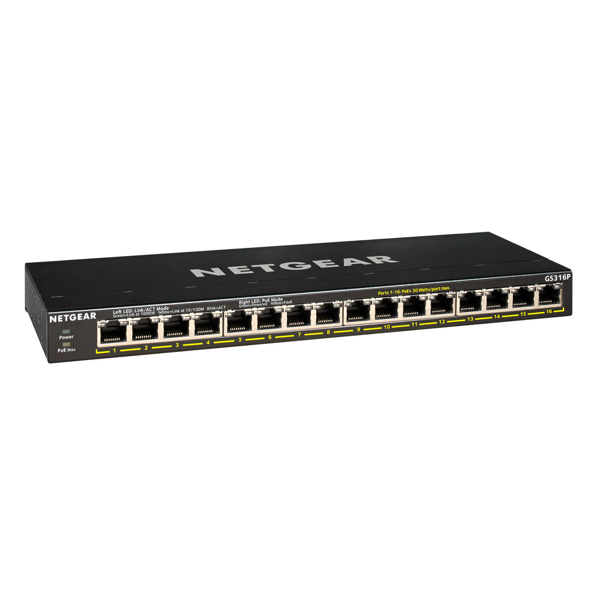 Bild von NETGEAR GS316P SOHO Unmanaged Switch [16x Gigabit Ethernet PoE+, 115W]