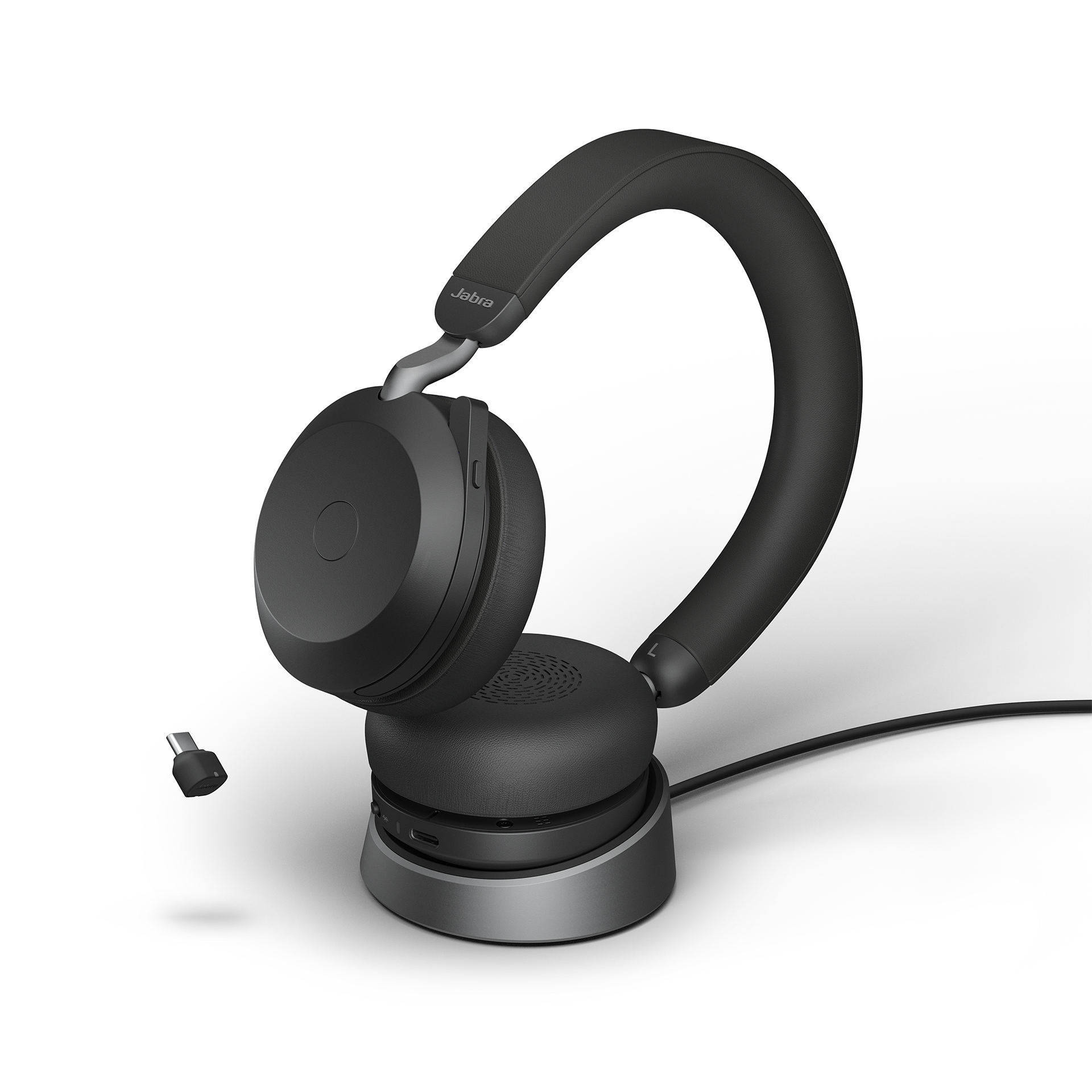 Bild von Jabra Evolve2 75 Headset, USB-C Kabellos, Bluetooth, Schwarz, mit Ladestation [MS zertifiziert]