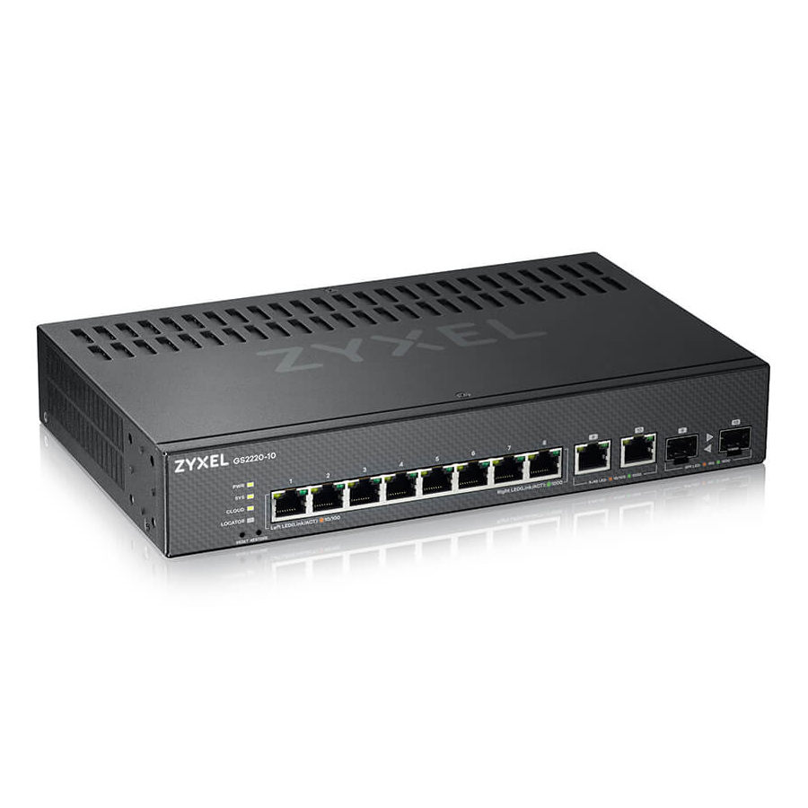 Bild von Zyxel GS2200-10 Managed Switch 8x Gigabit Ethernet, 2x RJ45/SFP Combo