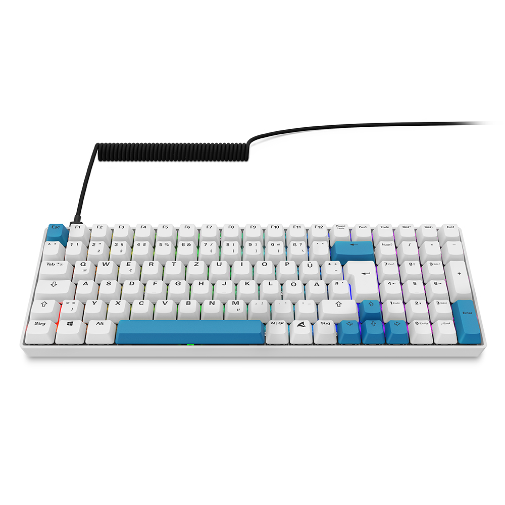 Bild von Sharkoon SKILLER SGK50 S2 PBT Gaming Tastatur B-Ware - 96% Layout, Hot-Swap Gateron GPRO Yellow Switches, RGB-Beleuchtung, QWERTZ-Layout, weiß