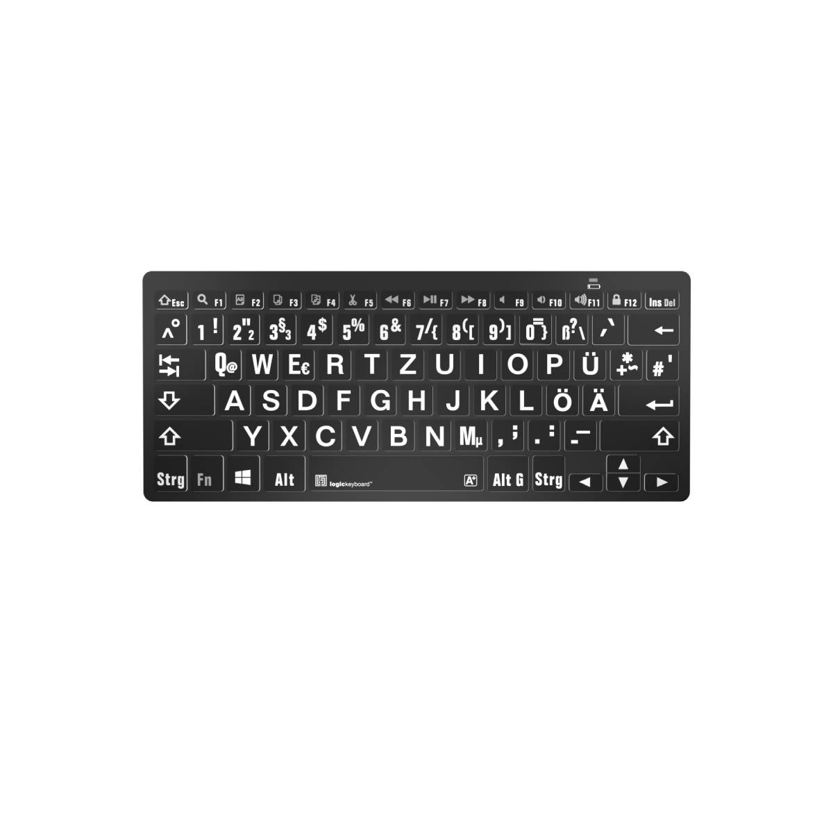 Bild von LogicKeyboard PC Bluetooth Großdruck-Tastatur Weiß auf Schwarz, Mini Layout
