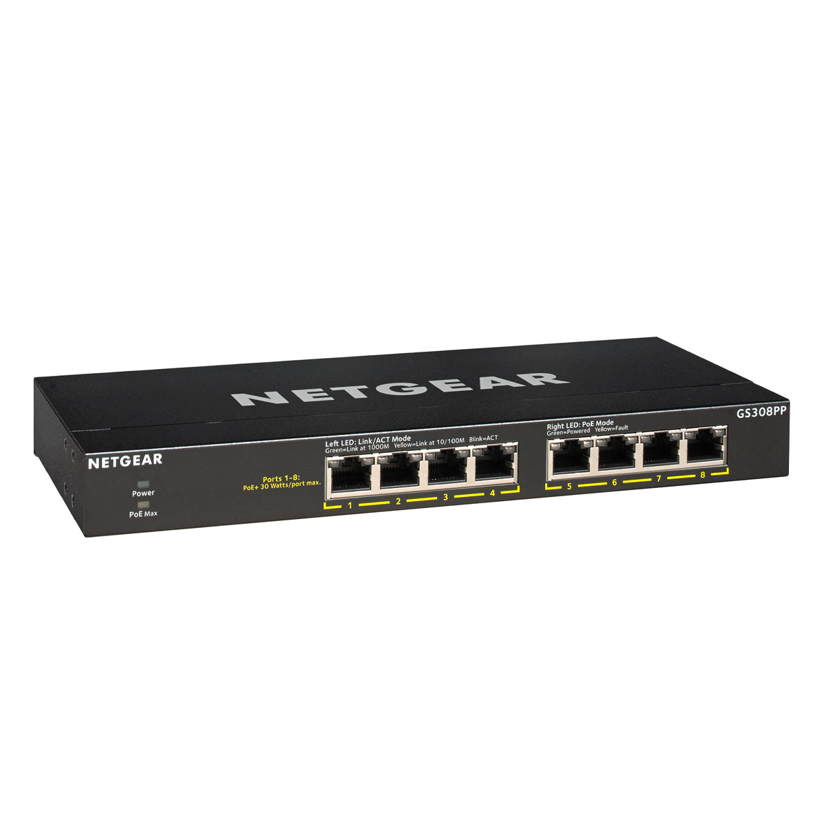 Bild von NETGEAR GS308PP 8-Port Unmanaged Switch [8x Gigabit-LAN, PoE+ 83W, Lüfterlos]