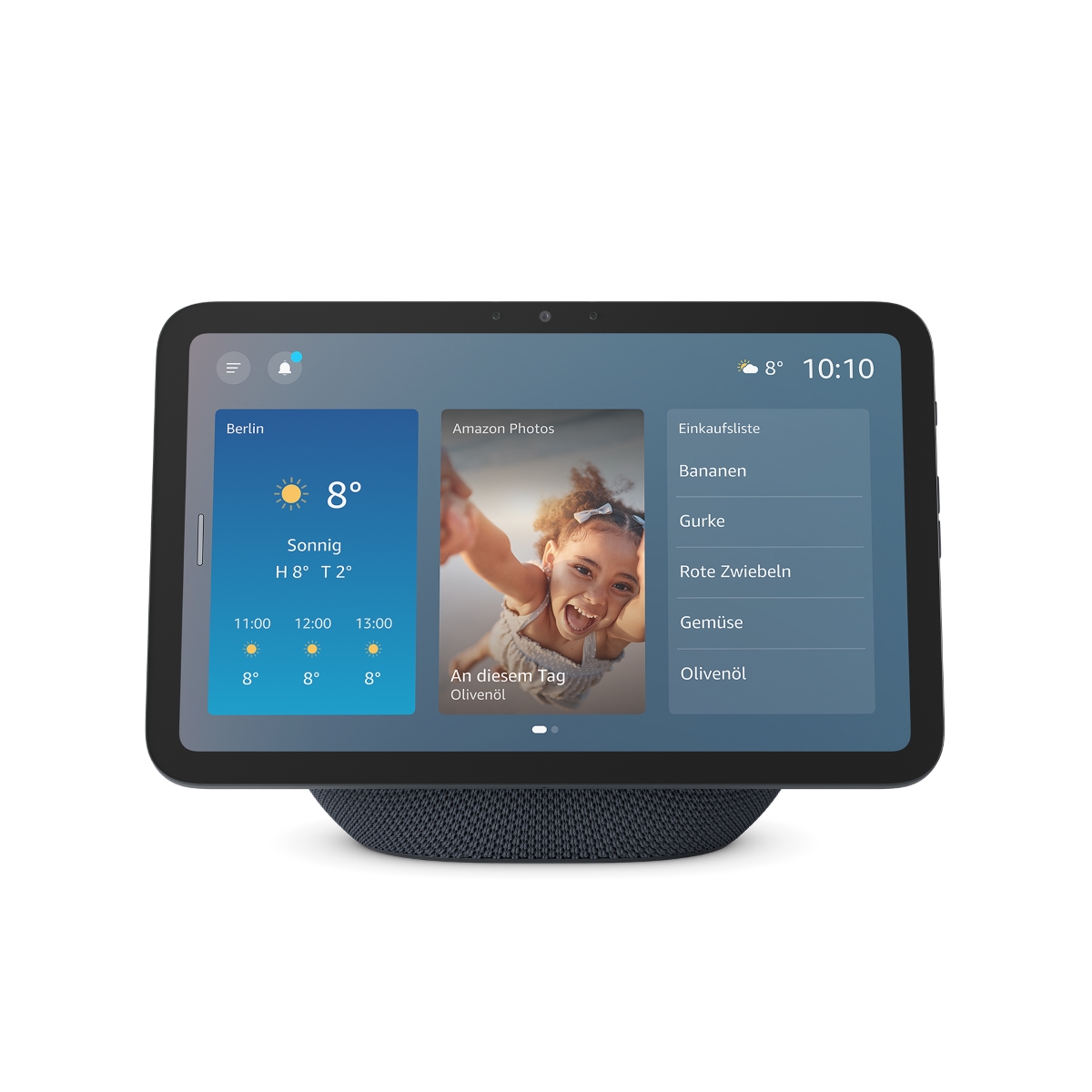 Bild von Amazon Echo Show 8 (2025 release) - Graphite Neu gestaltetes, nahtloses, brillantes 8,7-Zoll-Display in HD-Auflösung mit raumfüllendem 3D-Audio und Al
